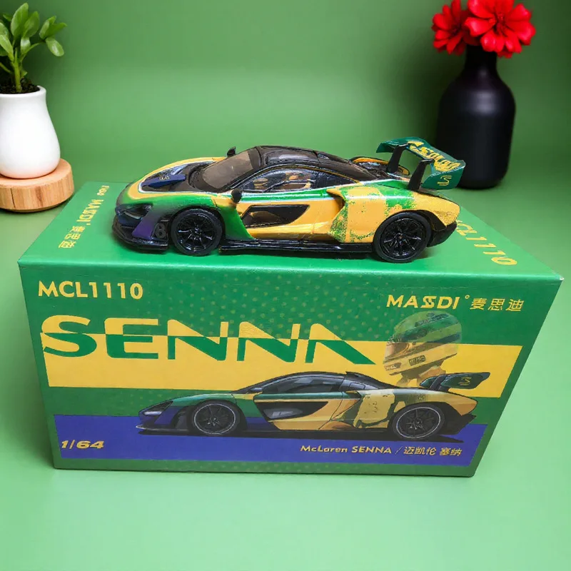 mathdi-1-64-senna-senna-commemorative-edition-supercar-contrast-sedan-car-model-miniature-mini