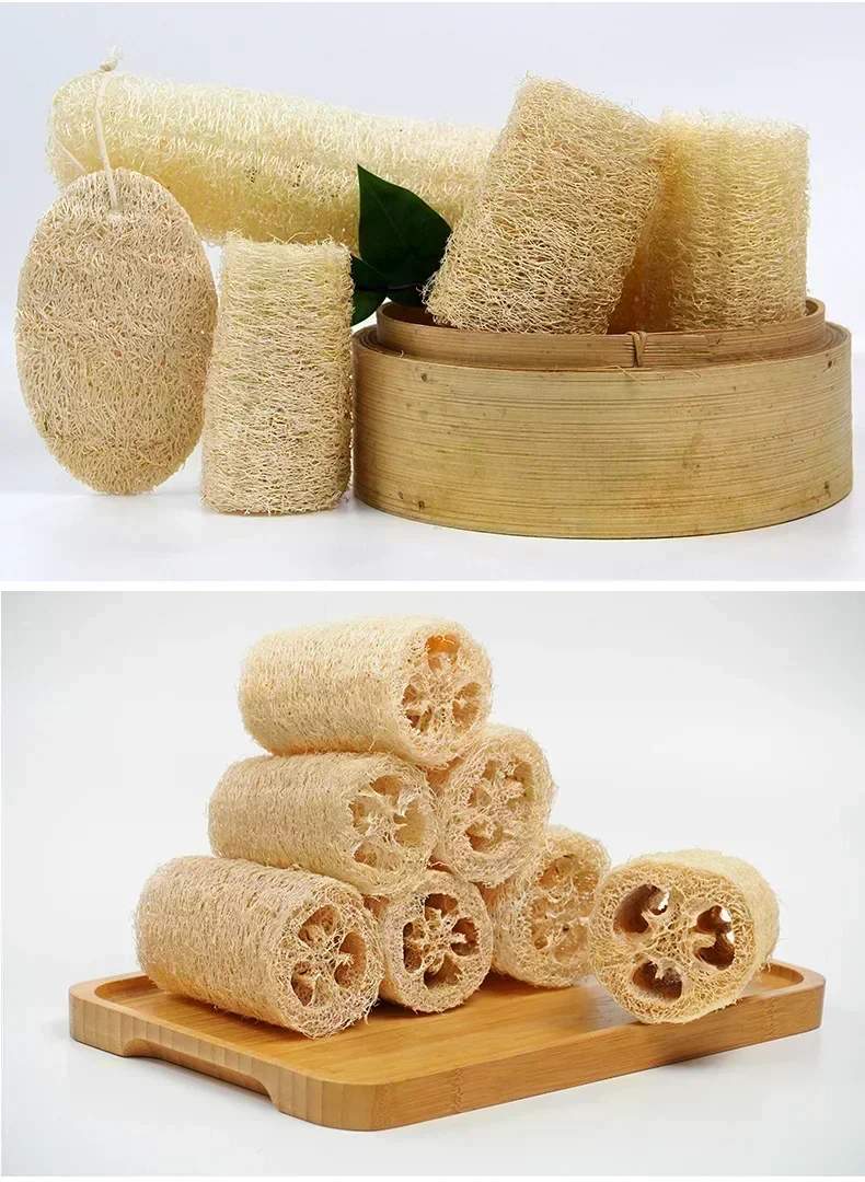 1pcs Natural Bath Loofah Exfoliating Body Sponge with Rope Loofah Scrubber for Skin Care Spa Shower Body Bath Brush Wholesale