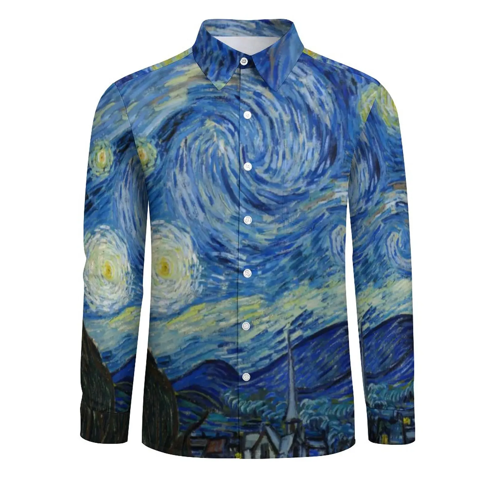 Star Van Gogh Shirt Spring The Starry Night Impressionism Casual Shirts Mens Novelty Blouses Graphic Street Clothes Plus Size