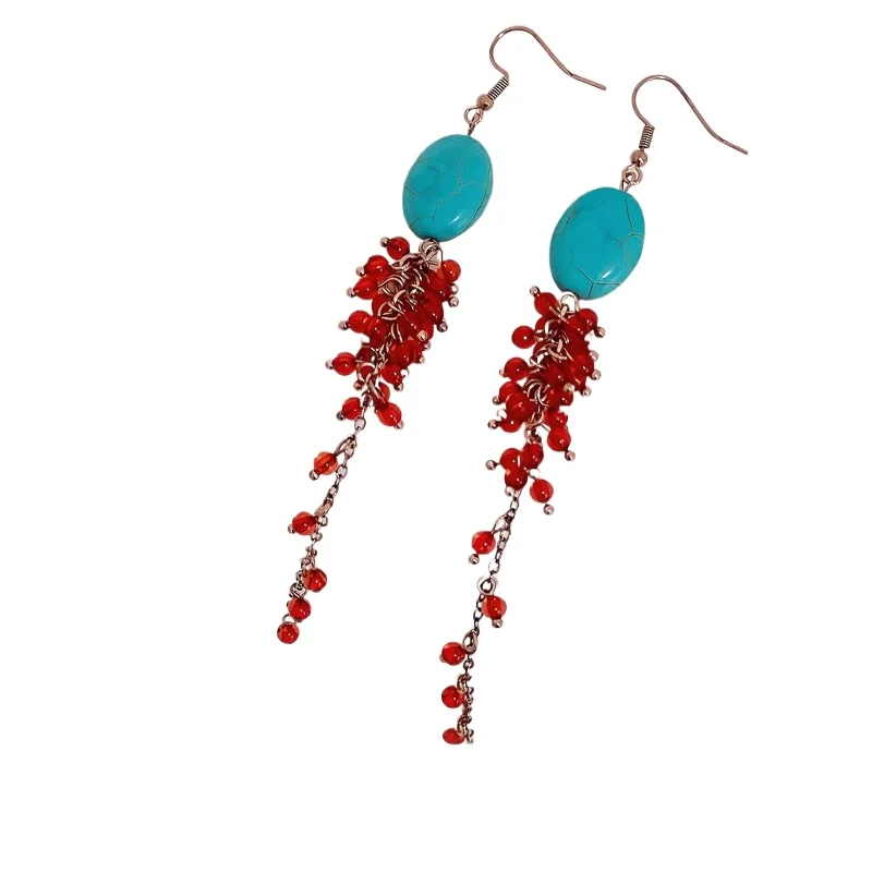 

New Chinese stud earrings 925 sterling silver earrings new popular high-end fringed earrings