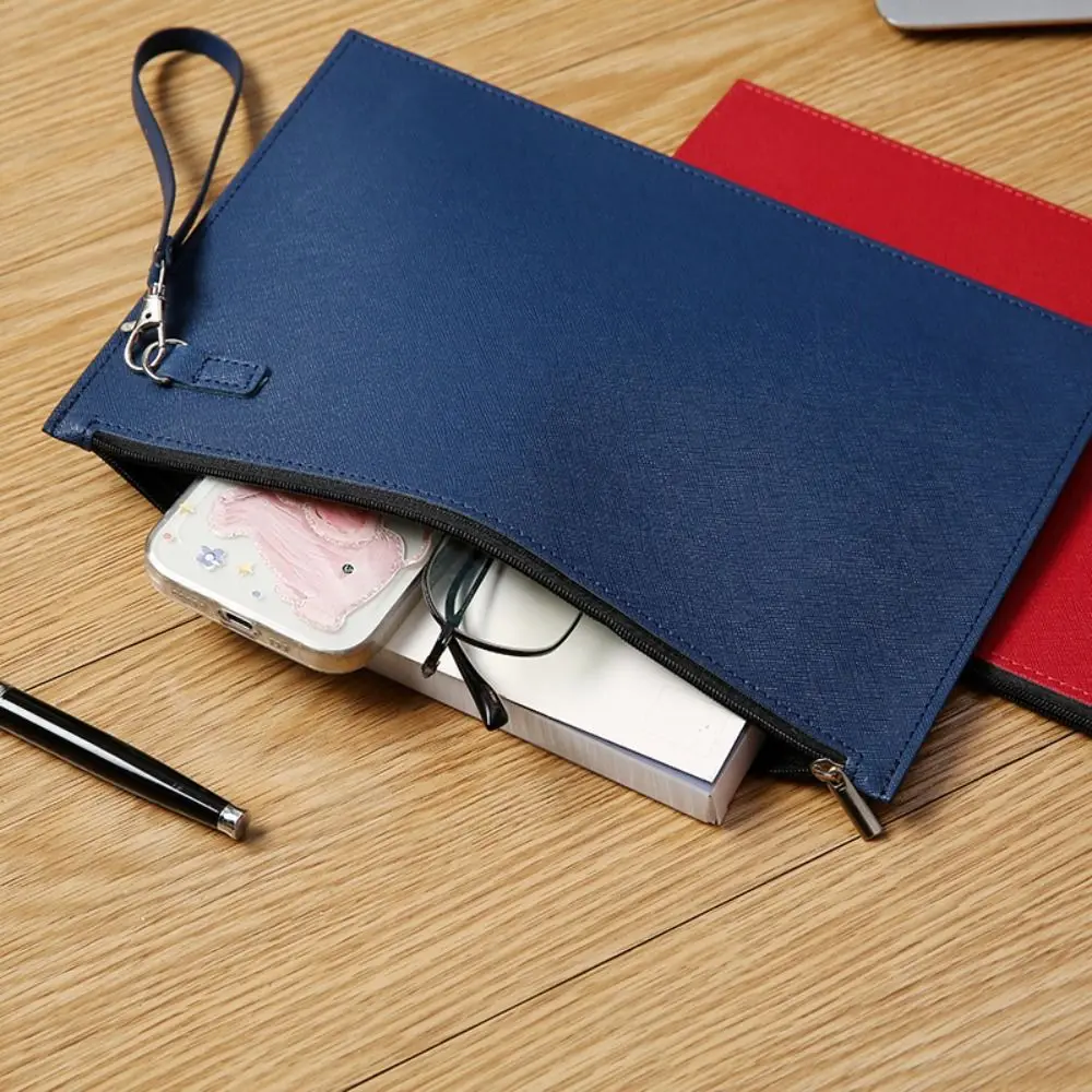 Cartella portadocumenti in similpelle A4 di grande capacità Borsa portadocumenti ispessita impermeabile Elegante con corda