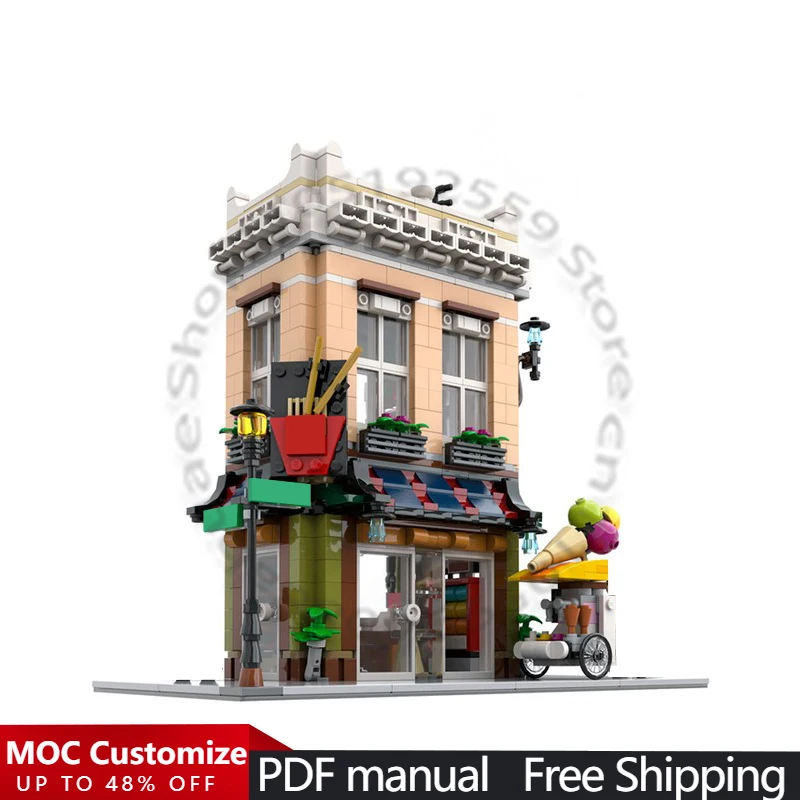 

896 деталей, конструктор «Уличный лапшеваренка», модульный, с возможностью индивидуальной сборки, простой технологичный дизайн, развивающая игрушка для мальчиков, подарок