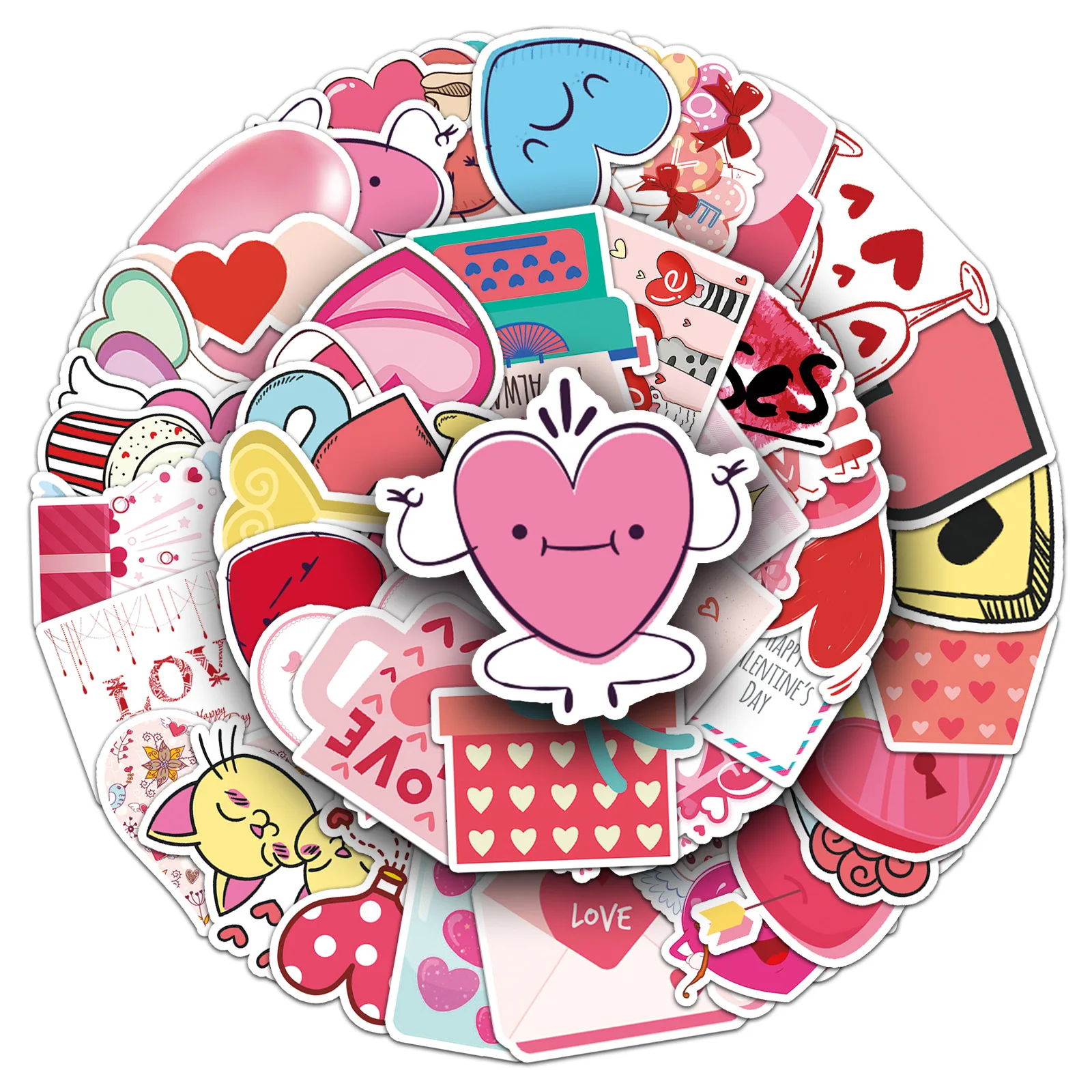 50 個バレンタインデーステッカー INS スタイル漫画かわいい落書き防水デカールおもちゃギフトスーツケースデスクラップトップギター用