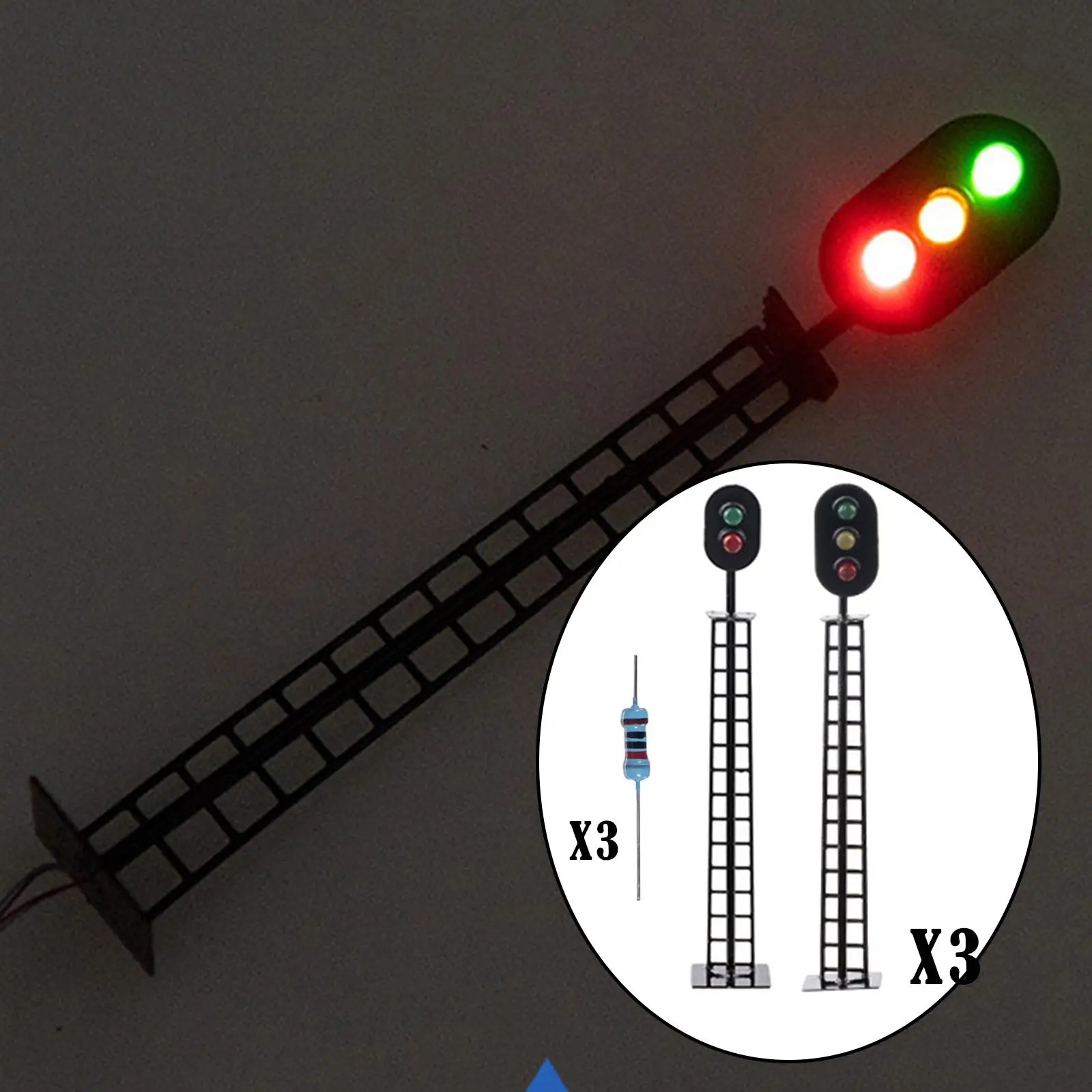 3 stuks DIY verkeerslichten 1:87 HO schaal verkeerslicht lamp licht model