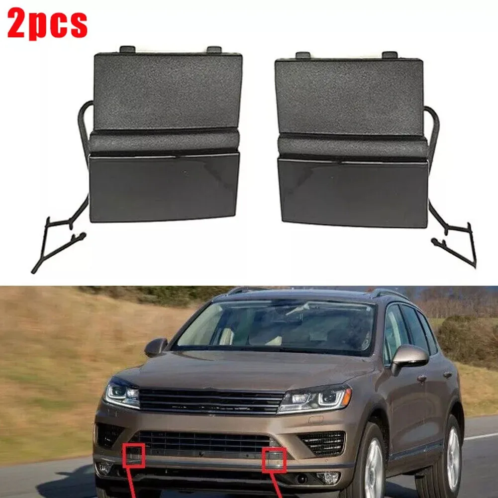 

2pcs Car Front Left And Right Trailer Covers, Front Bumper Cover, Front Towing Hook Cover 7P6807185A 7P6807186A For 2014-2018