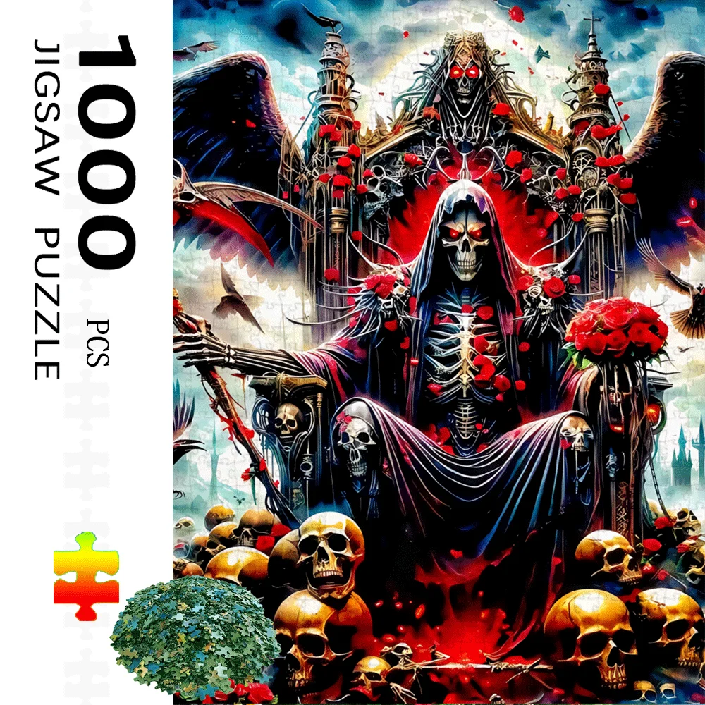 Gothic Grim Reaper Skull Scene Jigsaw Puzzle Adult Dark Art Intellectual Game Home Leisure Decompression Puzzle Toy for Horror F