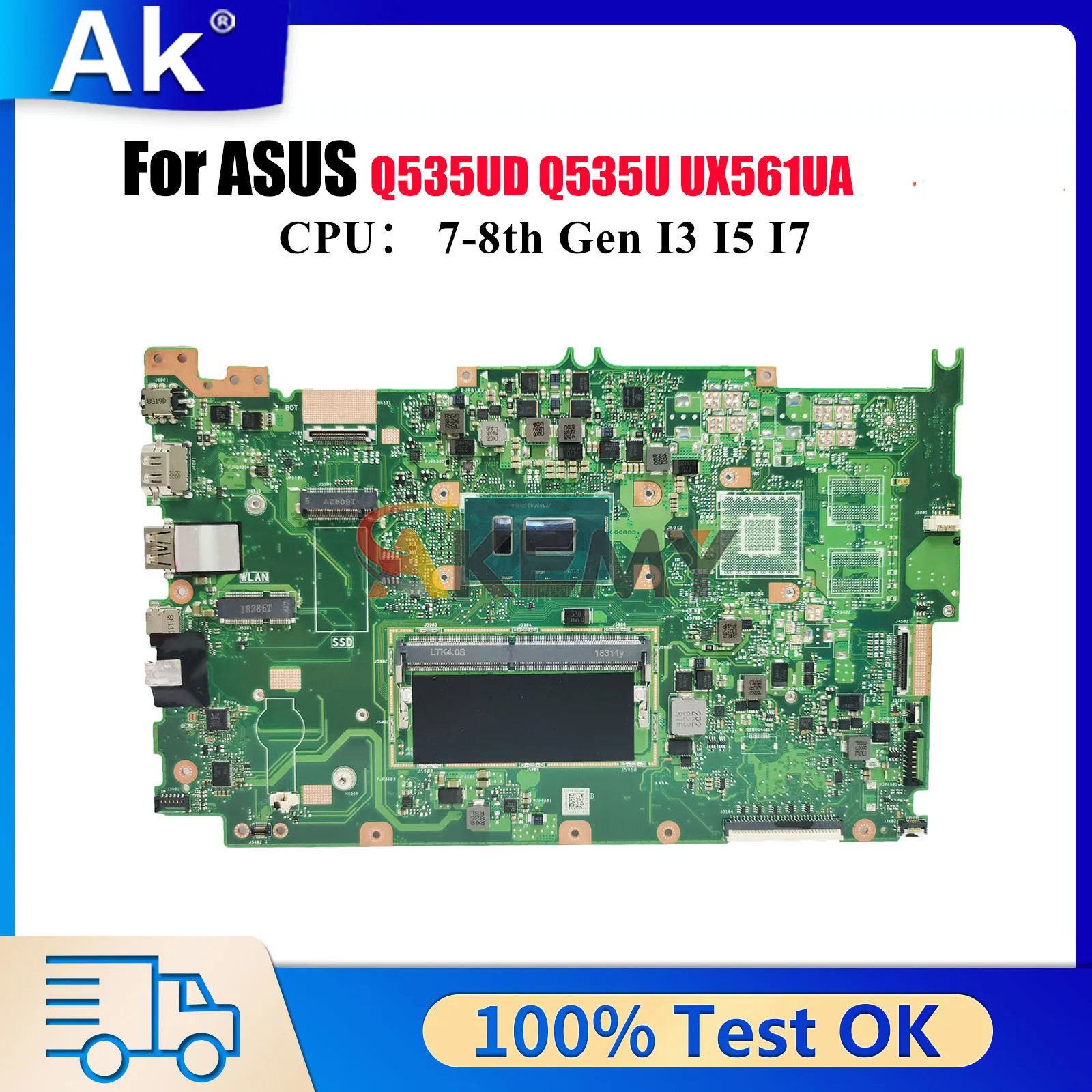 

UX561UA Laptop Motherboard For ASUS ZenBook Q535UD UX561UD Q535U UX561U UX561UA Mainboard With I3 I5 I7 CPU 100% tests OK stk