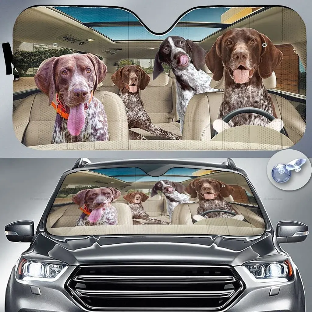 Catholic German Shorthaired Pointer in Car Sunshade Cute Dog Driving Sunshade, Gift for Lovers Windshield Durable Material Auto