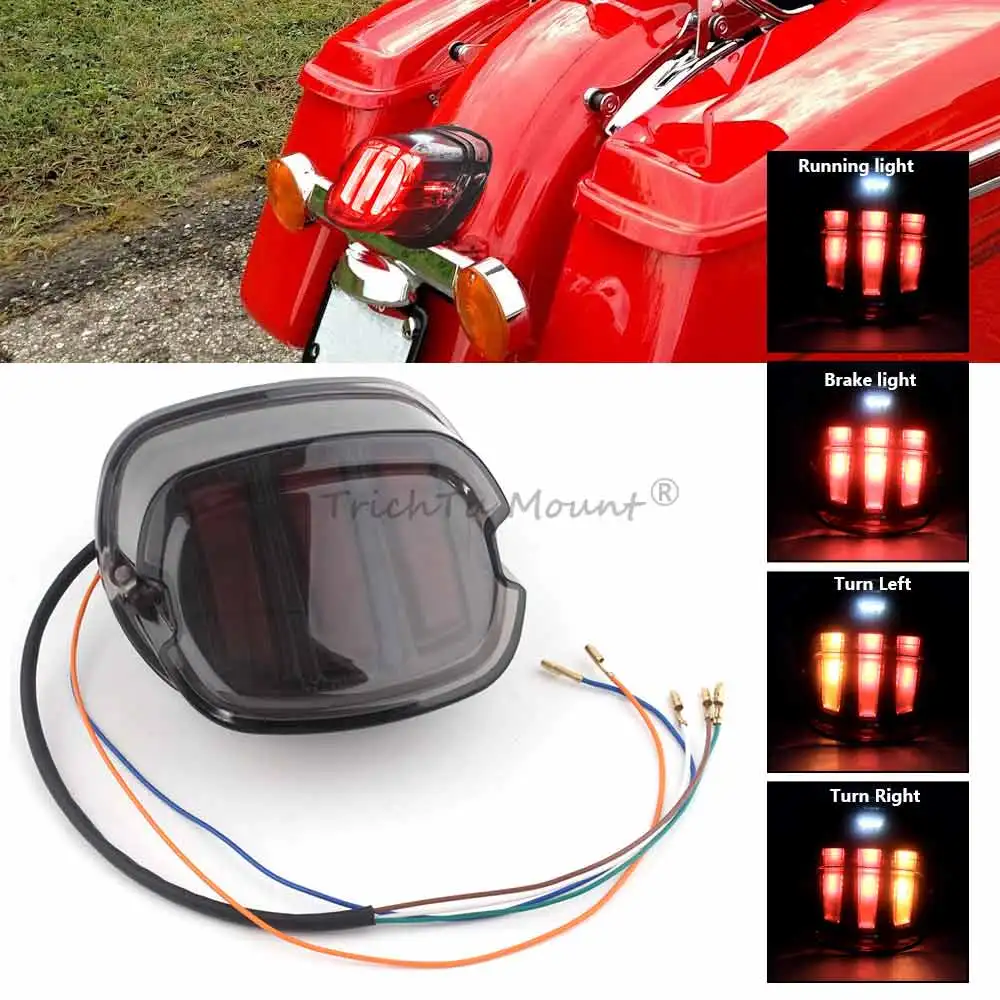 

Rear Tail Light For Harley Road King Glide Softail Sportster Dyna License Plate Light Motorcycle Led Brake Turn Signal Lamp