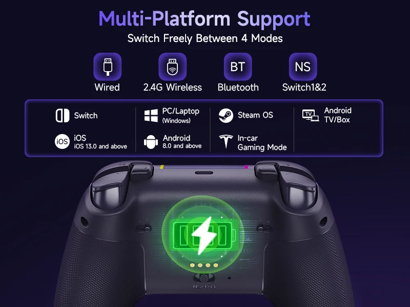 EasySMX Weiß-Schwarzer Gamepad X05 Pro Kabelloser PC-Gaming-Controller für PC Windows iOS Switch Android mit Ladestation – Detail 11