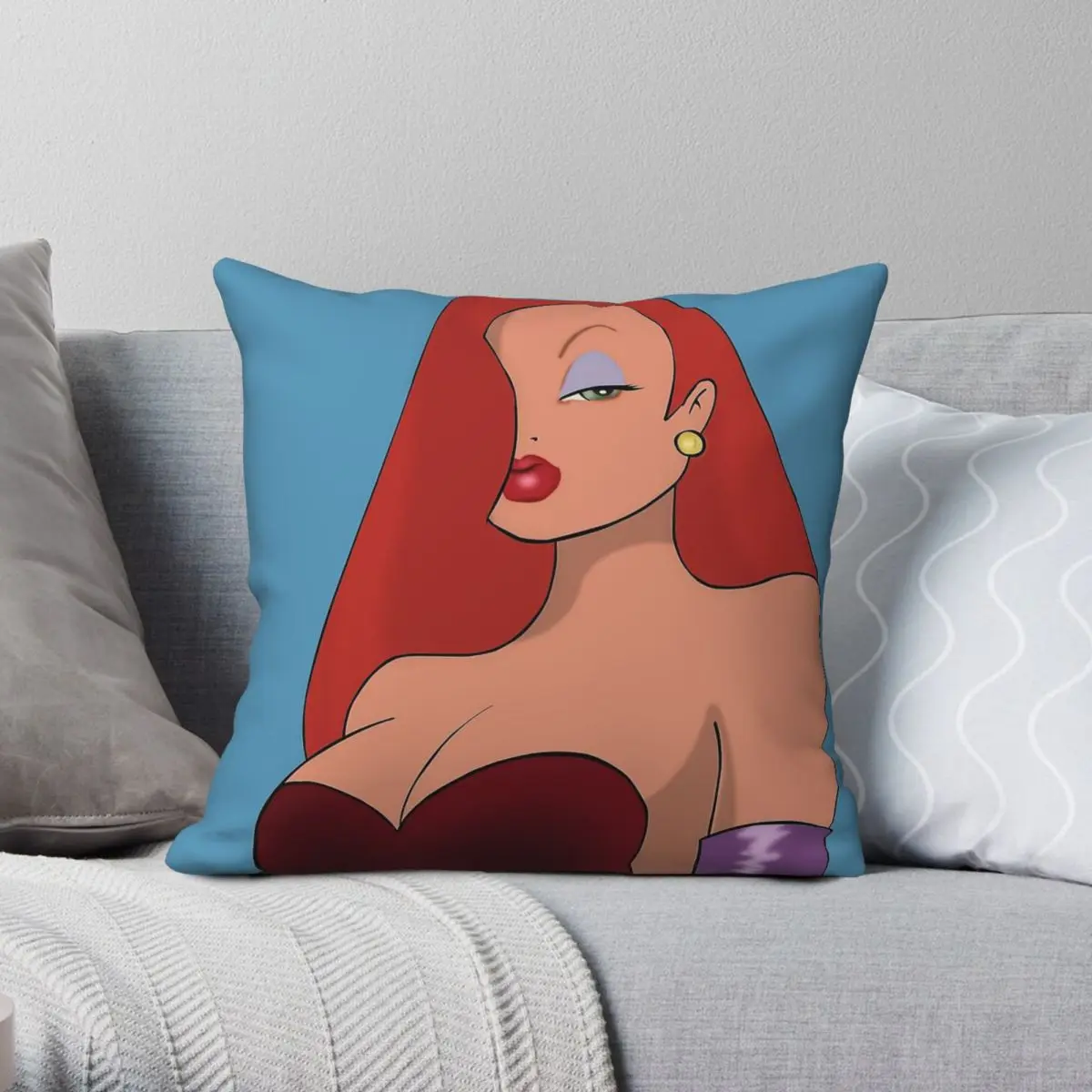 Who Censored Roger Rabbit Jessica Square Pillowcase Polyester Linen Velvet Pattern Zip Decorative Bed Cushion Cover