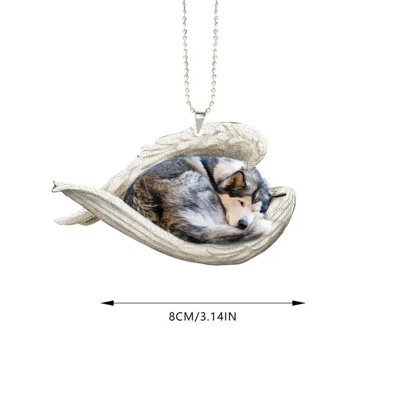 Dog Car Pendant Angel Wing Dog Pendant Cute Dog Hang Decorations 2D Acrylic Pendant For Car Rearview Mirror Backpack Christmas