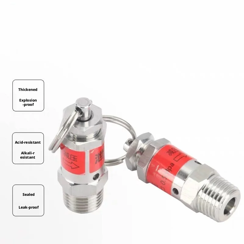 304 Stainless Steel Spring Type Pressure Relief Valve 1/8' 1/4' BSPT Male Thread Air Release Vent Safety Valve for 0.5-10 Bar