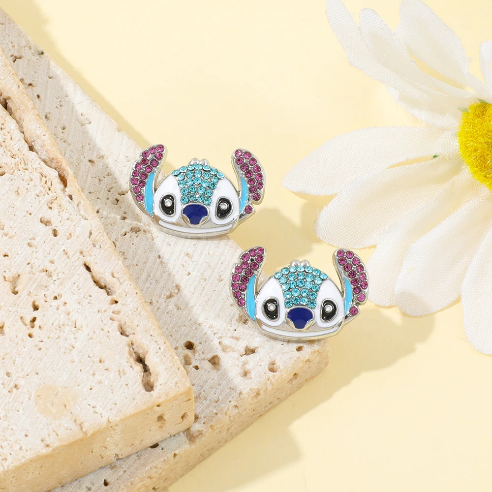 1 زوج ديزني ليلو وستيتش أقراط أحجار الراين غرزة الأذن ترصيع لفتاة موضة الأذن اكسسوارات الهدايا #3