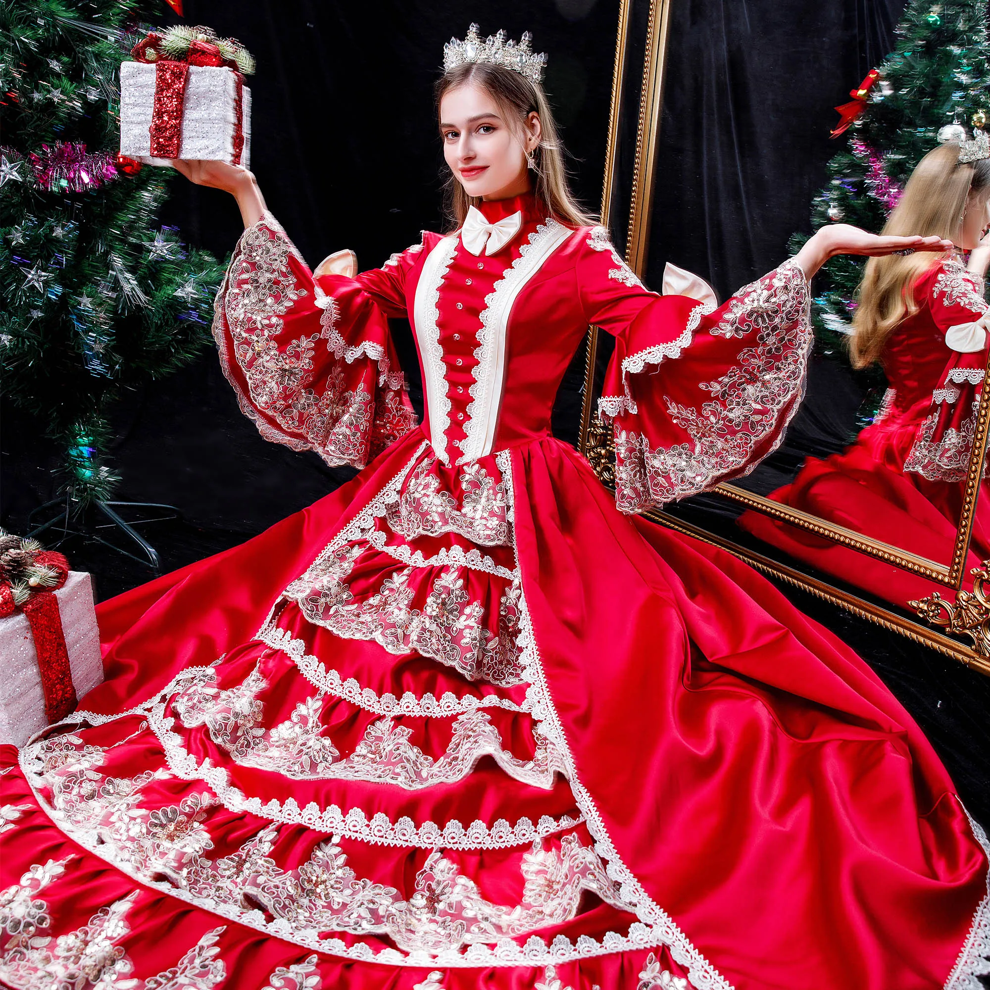 Vestido de fiesta de Navidad personalizado, vestidos de noche para mujer, corte Marie, fiesta de graduación Medieval, fiesta de cumpleaños, vestidos de mascarada, batas de velada