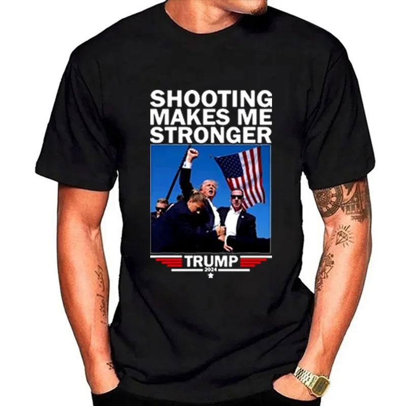 2024 Trump Shooting Make Me Stronger T-Shirt Trump Attempted Shooting T-Shirt Harajuku Hip Hop Streetwear Oversized Shirt Unisex