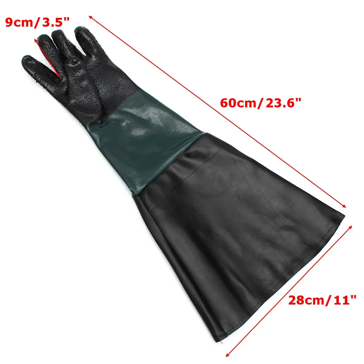 1 Pair 23.6x11'' Durable Soft Heavy Duty Protective Sandblasting Replacement Machine Gloves For Sandblaster Sand Blast Cabinet