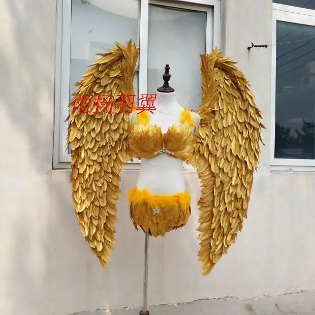 Kids Adult CosPlay Party Swallow Golden Angel Feather Bird Wings Prop Children Halloween Christmas Party