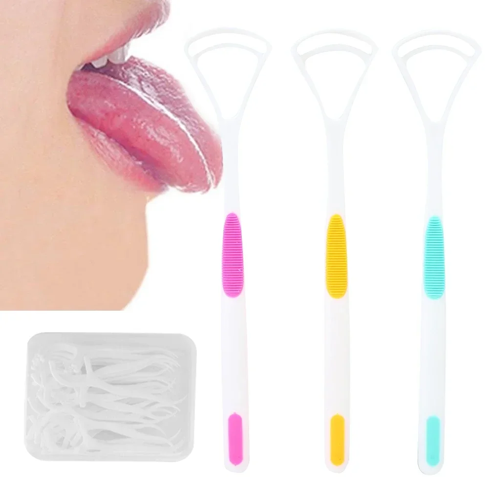 

3Pc Tongue Scraper 20Pc Interdental Brush Set Oral Care Deep Cleaning Teeth Stain Removal Dirt Between Teeth Nonslip Handle Tool