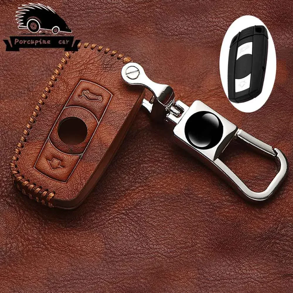 Quality Leather Car Key Case for BMW E90 E60 E70 E87 3 5 6 Series M3 M5 X1 X5 X6 Z4 KeyChain Cover Remote Controller Key Holder