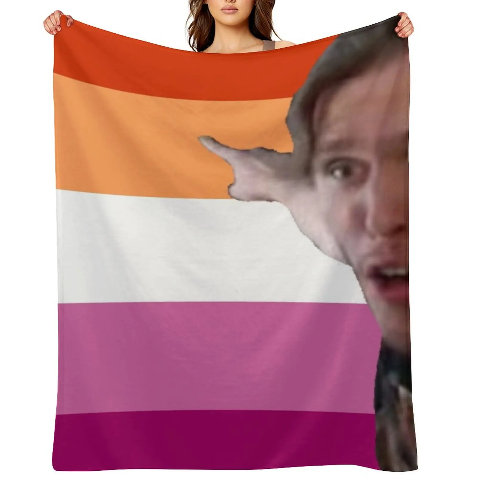 

jerma pointing at the lesbian flag Throw Blanket blankets ands Soft Baby heavy to sleep Blankets