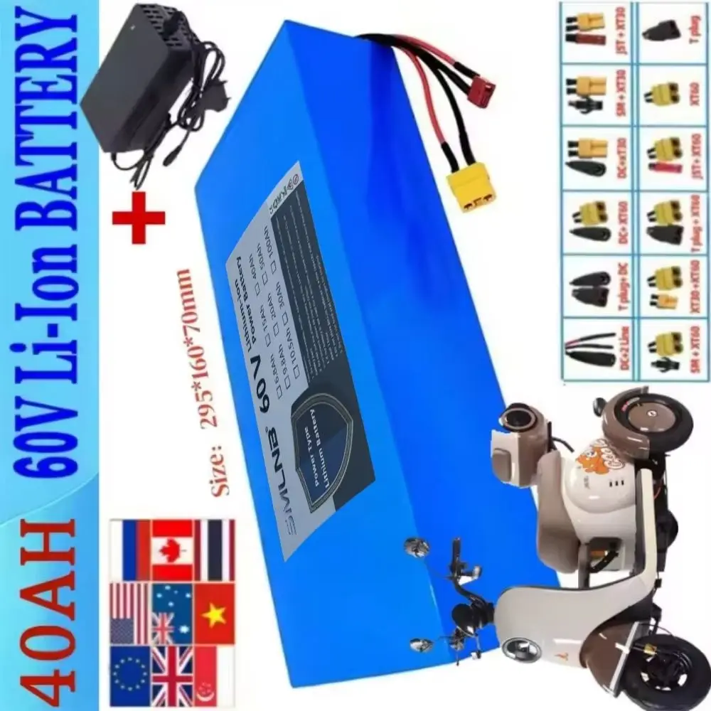 High-Power 60V 40Ah 18650 Lithium Battery Pack 16S8P New Condition Suitable for Various Transportation Vehicles 1000-3000W