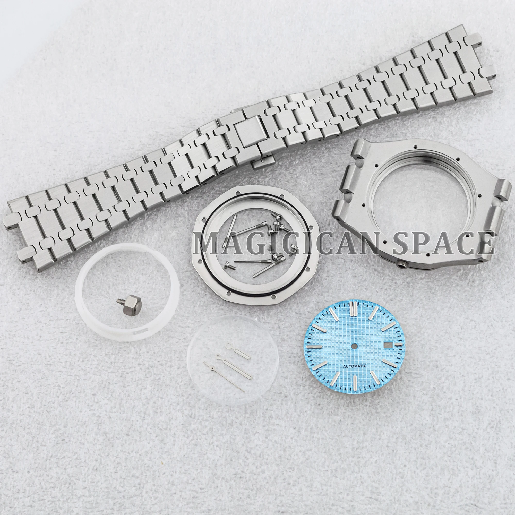 41mm NH35 Watch Case 31.8mm Dial Hands Stainless Steel Bracelet Strap for Oak NH35 Automatic Mechanical Movement Parts Assemble