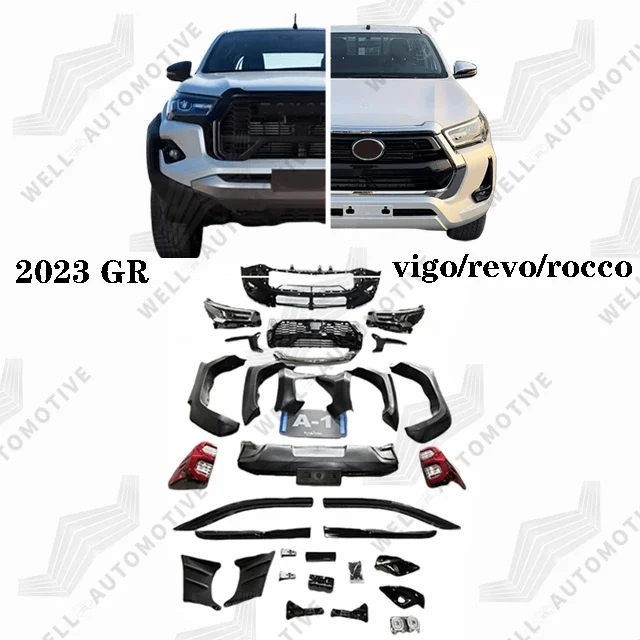 New Style Off-Road Parts Front Car Bumpers ABS Grille Black Body kits For hilux 2021 Upgrade To GR SPORT 2023