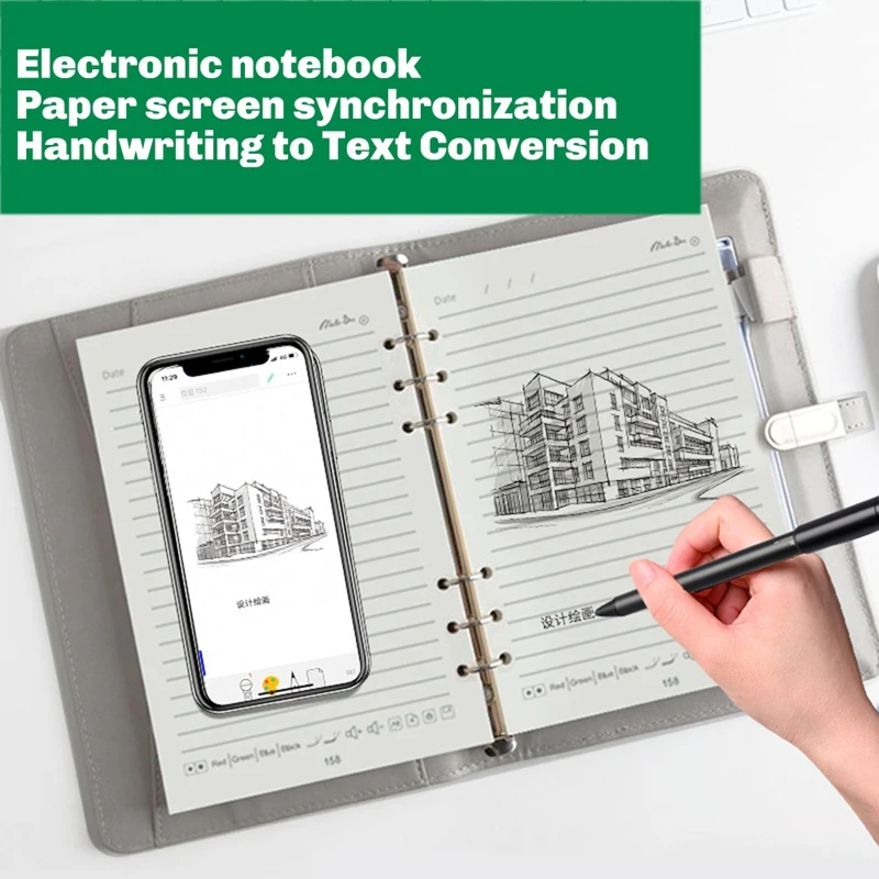Bluetooth Notebook Smartpen Pen Stroke Playback Convert to Text Smart Pen Writing Set OCR Recognition for Notes Drawing-A75P