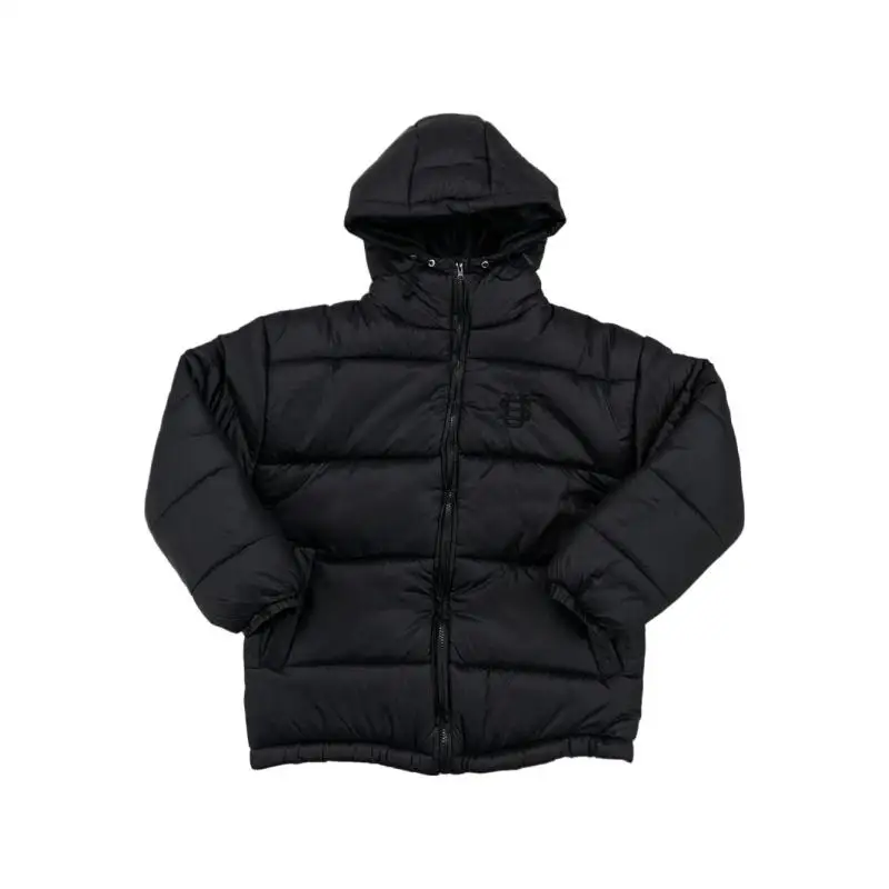 American Streetwear Unisex Hooded Quilted Bread Puffer Jacket Zipper Thick Warm Winter Loose Casual Cotton Padded Outer Coat