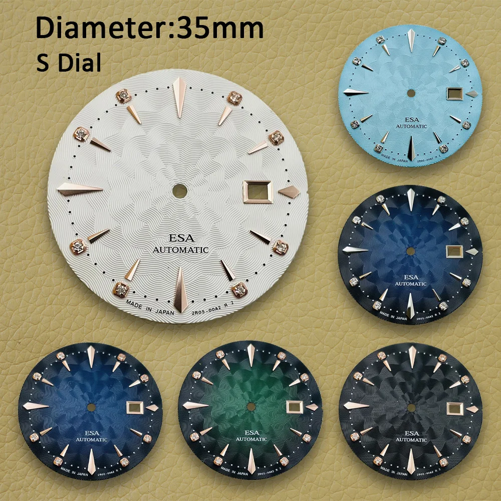 35mm S Dial Cocktail Gradient Diamonds Dial Suitable For NH35/NH36 Automatic Movement Watches Modification Accessories