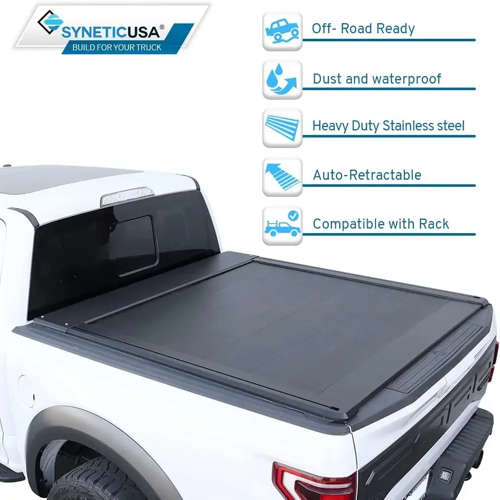 Fits 2007-2024 Nissan Titan 5.5' (67”) Truck Bed Aluminum Matte Black Low Profile Waterproof Off Road Rack Ready Retractable