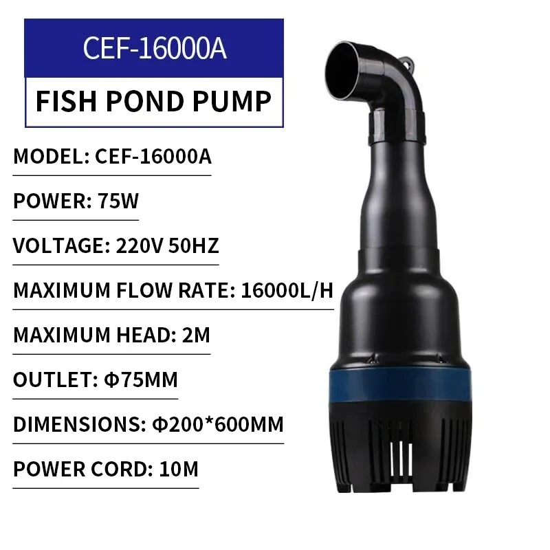 40,000 L/H Variable-Frequency Circulation Pump for Fish Ponds, 16,000 L/H High-Flow Submersible Filter Pump, Fish Pond Filter