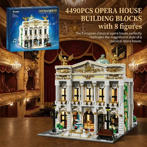 Modular Brick Buildings Opera House The Royal Opera House 8 Figures LED Modular Buildings Blocks City View Architecture Brick Model Kit Toy Adults Kid Gift 4490PCS