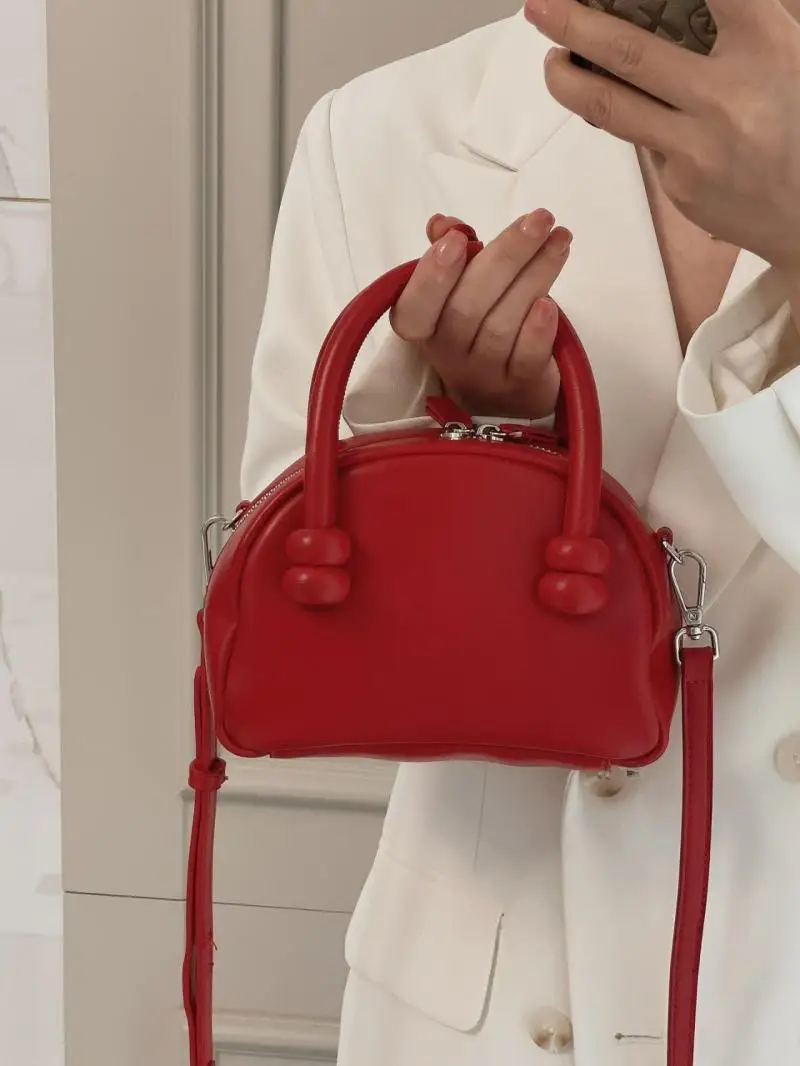 JIAERDI-Bolso de mensajero rojo Vintage para mujer, monedero Retro de cuero para niñas, bolso de mano con cremallera Y2k, bolsos cruzados casuales Harajuku para mujer