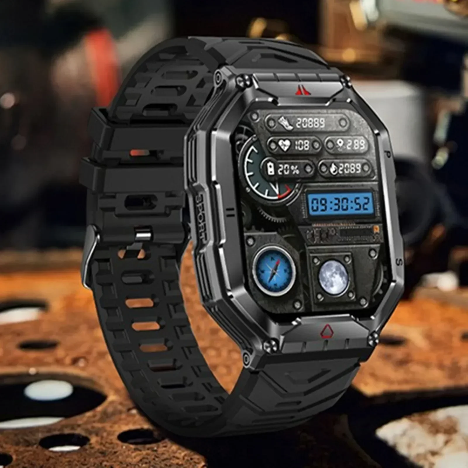 Man Waterproof Smartwatch Bluetooth Call Outdoor Sport Smart Watch Health Monitoring Fitness Tracker Bracelet Flashlight Compass