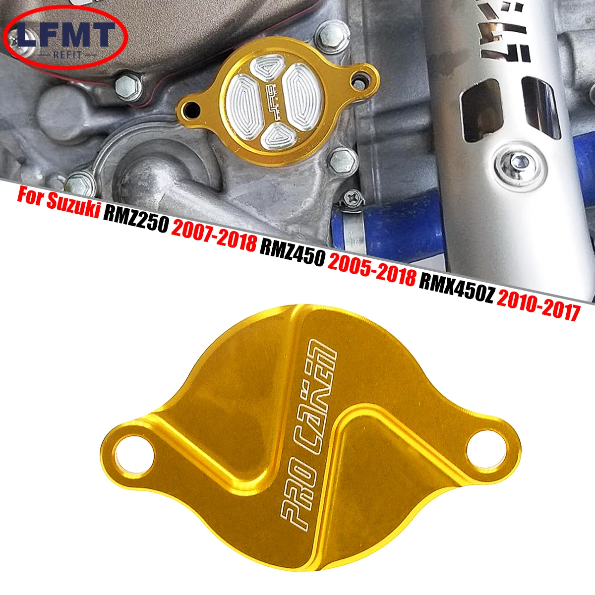 CNC Aluminum Billet Motorcycl Engine Oil Plug Filter Cover Cap For Suzuki RMZ250 RMZ 250 RMZ450 450 RMX450Z 450Z 450 Z 2005-2018