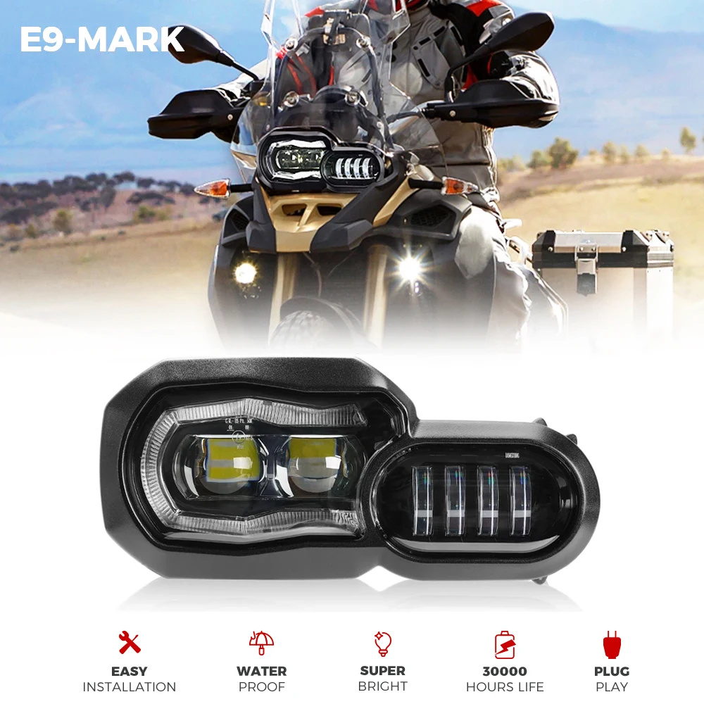 2026 nouveaux phares LED de moto E9 pour BMW F650GS F700GS F800GS F800R ADV GS F800 R lumières assemblage complet de phares LED