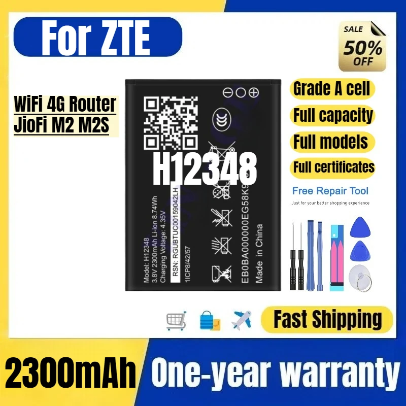 H12348 for ZTE WiFi 4G Router/JioFi M2 M2S Phone Battery High Quality High Capacity  Replacement Bateria Grade A Cell with Tools