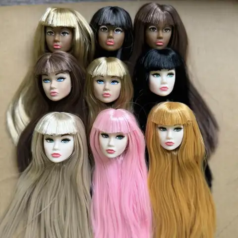 Vintage 1/6 PP Europeiska Ansiktsdockhuvuden Vit Beige Mörkbrun Hudton Modedockahuvud Smink Gör-det-själv Leksaksdelar Barnpresenter 8 best sales mode docka huvud - №1