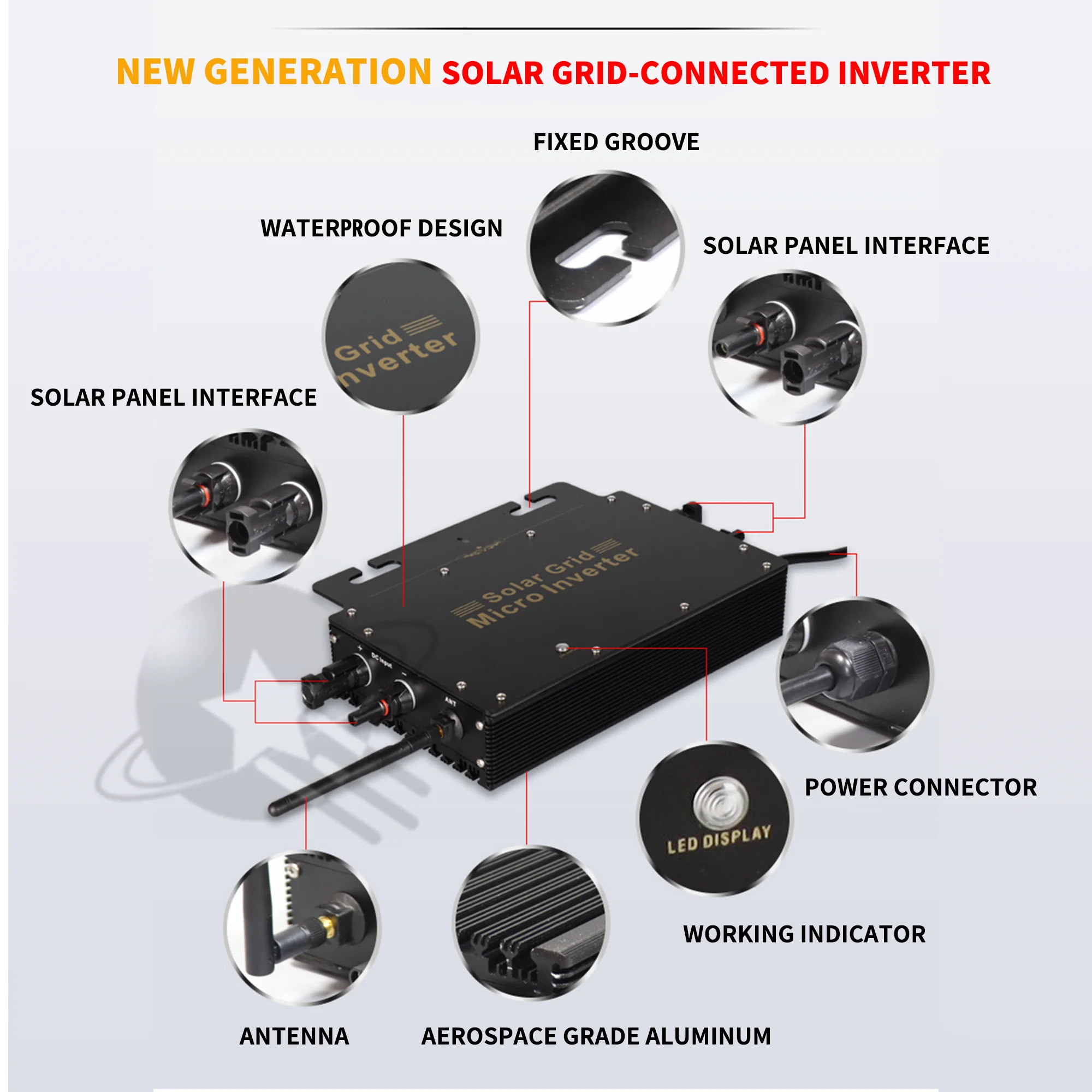 Powlsojx 800W 600W Smart Grid Tied Micro Solar Inverter Tuya WIFI Auto 220/110V 18-50VDC Input Pure Sine Wave Microinverter IP65