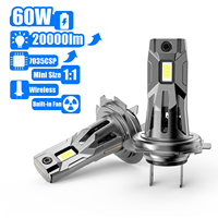 NIGHTEYE H7 LED Car Headlights Bulb Lamp Auto Head Lamp Fog Light 60W 20000LM Mini1:1 Wireless With Fan 7035 Upgrade No Adapter