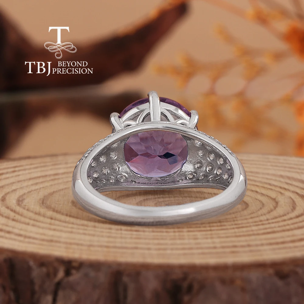 2026 925 Sterling Silver Women's solitaire Ring Big Natural round 12.0mm Amethyst simple design Fine Jewelry for birthday gifts