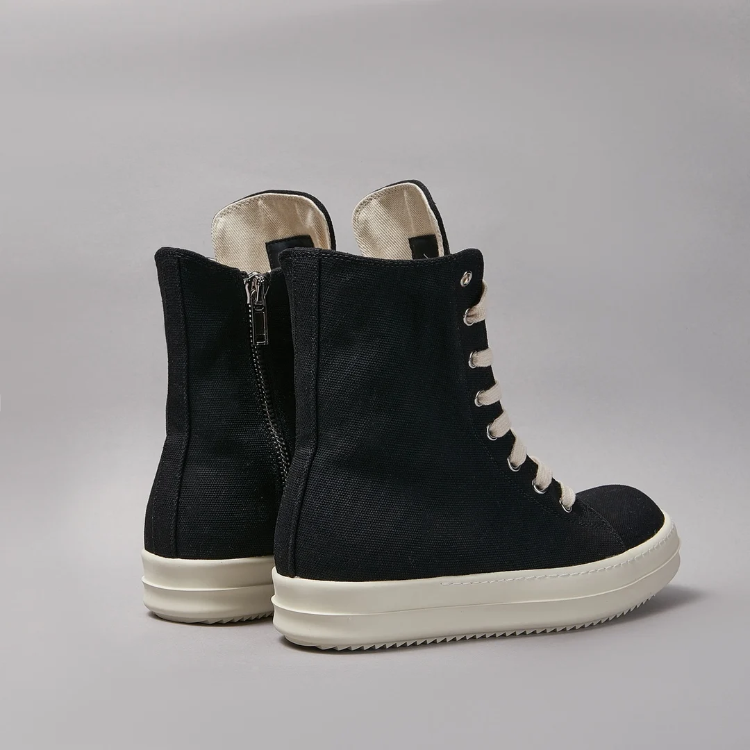 Brand Designer Luxury Causal Shoes Men Owens Rick Women High-top Black Canvas Quality Sneakers Owens Fashion Ankle Boots for Men