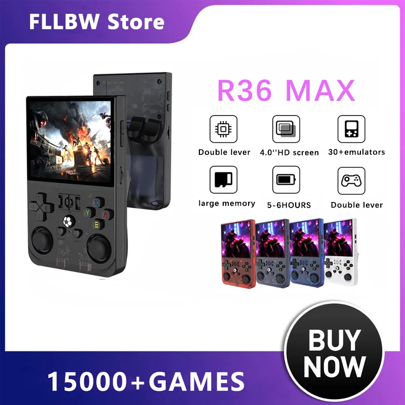 Original R36 MAX Retro Handheld Game  4.Inch IPS Screen Console 64 128GB Portable Pocket Video Player Supports 30+ Emulators