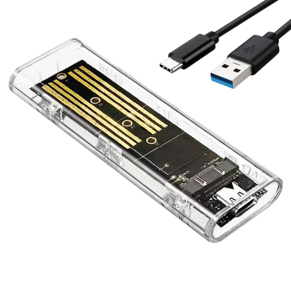 M.2 NGFF SATA Type C USB 3.1 Transparent External SSD Case 10Gbps Hard Disk Case SSD Enclosure for 2230/2242/2260/2280