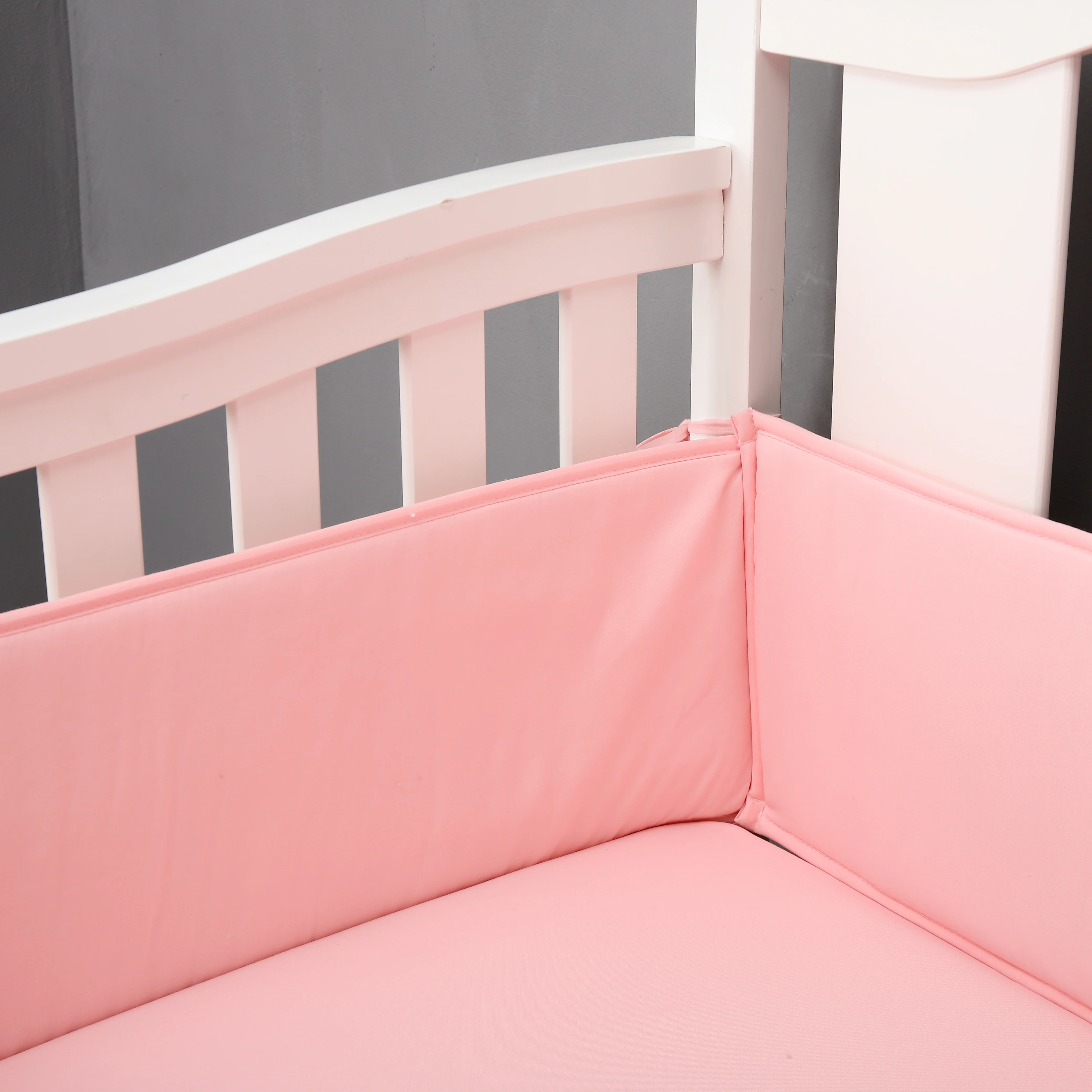 5Pcs Solid baby bed bumper baby cot bedding set cot bed sheets set (4Bumpers+Crib Sheet)