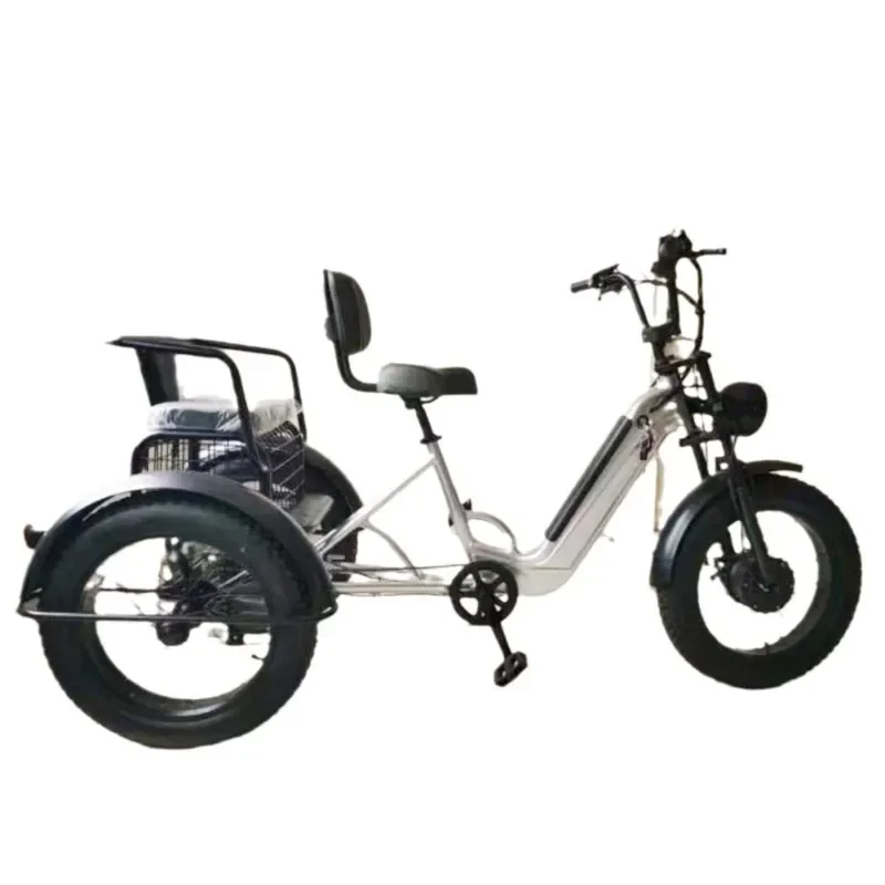 New Electric Tricycle 500W48V20AH Lithium Battery 20inch Fat Tire Snowmobile Aluminum Alloy Cargo Vehicle Adult Electric Bicycle