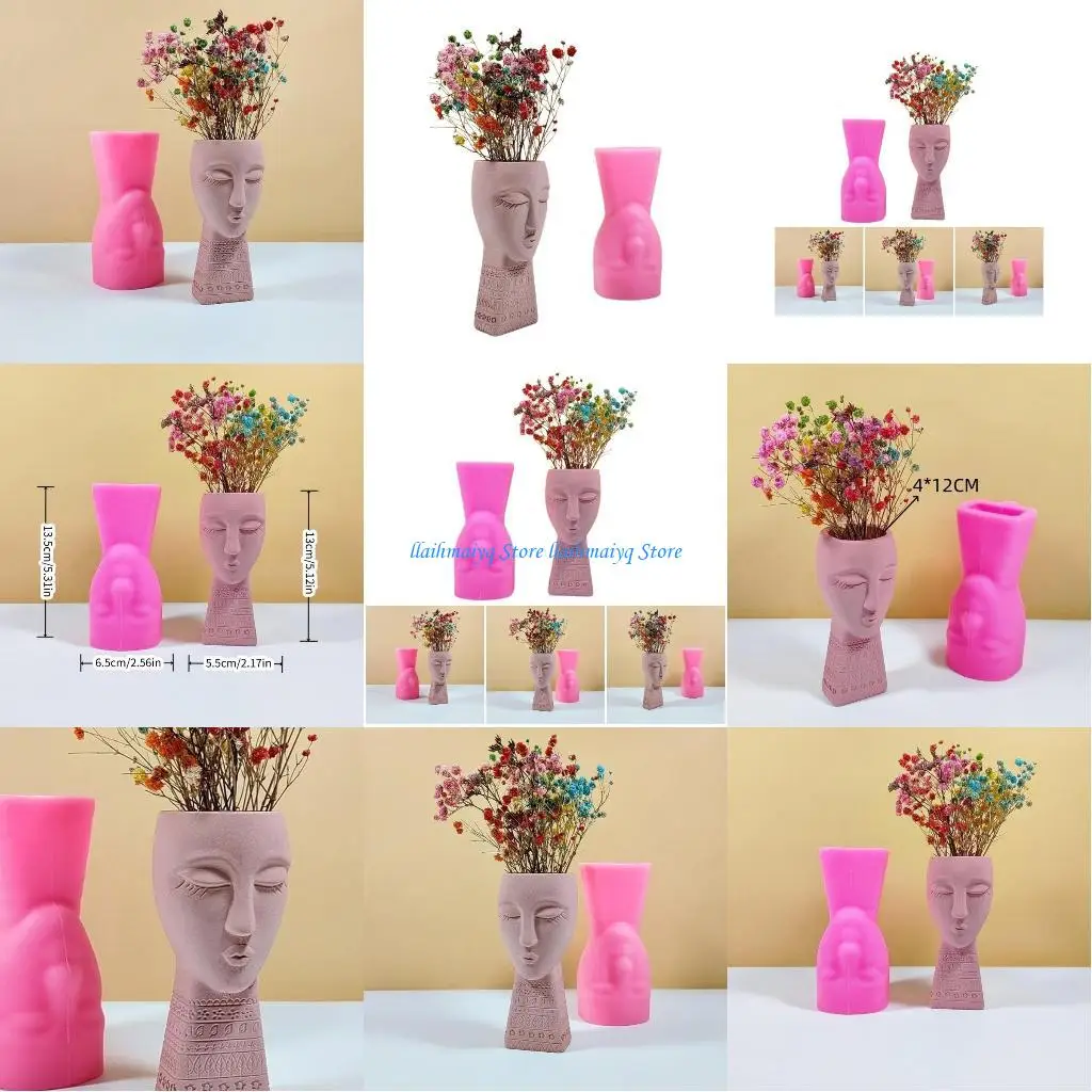 

573B Planter Flowerpot Molds Silicone Concrete Mould Artistic Figure Hand-Making Mold