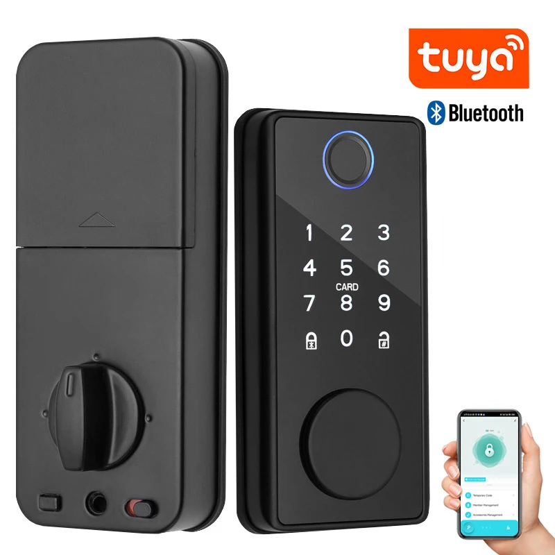 Bluetooth Fingerprint Electronic Smart Door Lock Password Tuya Mobile APP Control Unlock Support Wifi Gateway iOS/Android